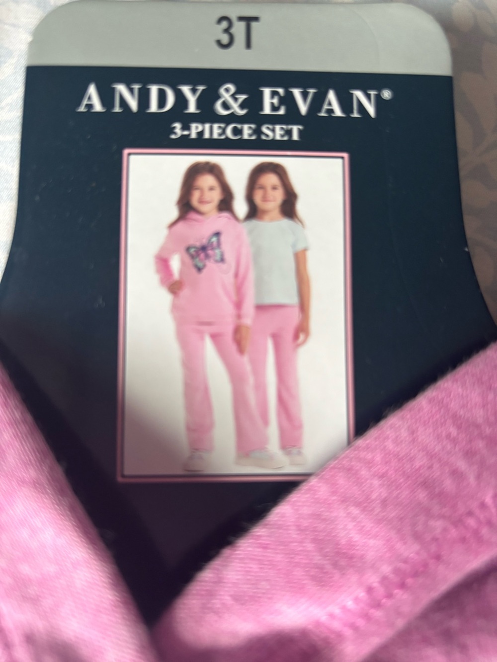 Andy & Evan Girls' Pink 3-Piece Set with Butterfly Hoodie